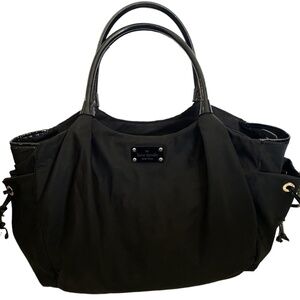 Kate Spade New York Black Nylon Diaper Bag With Purple Interior‎ Mat Included